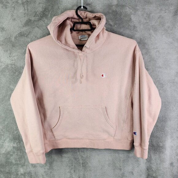 Womens Pink Champion Reverse Weave Pink Hoodie Sweatshirt Long Sleeve Size XXL - Picture 2 of 13